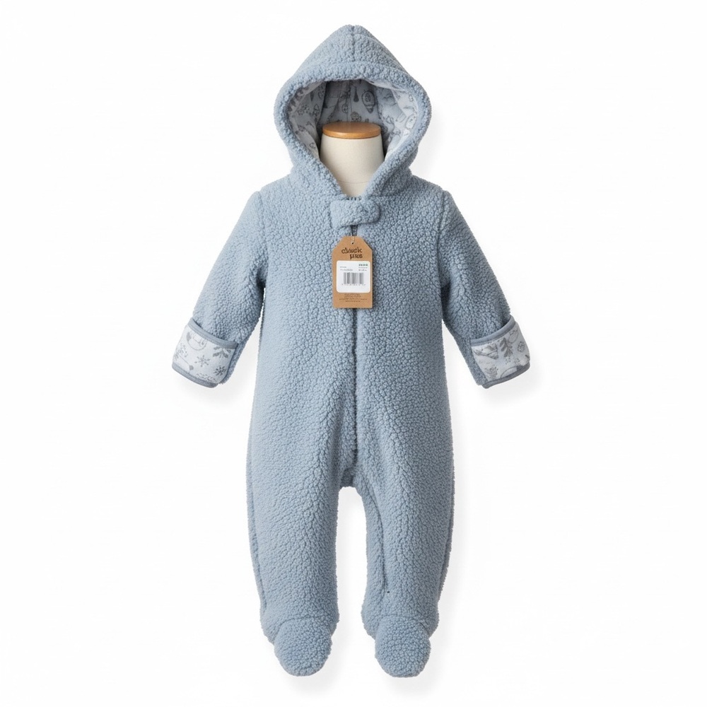 Chick‎ Pea Gray Fleece Baby Footie